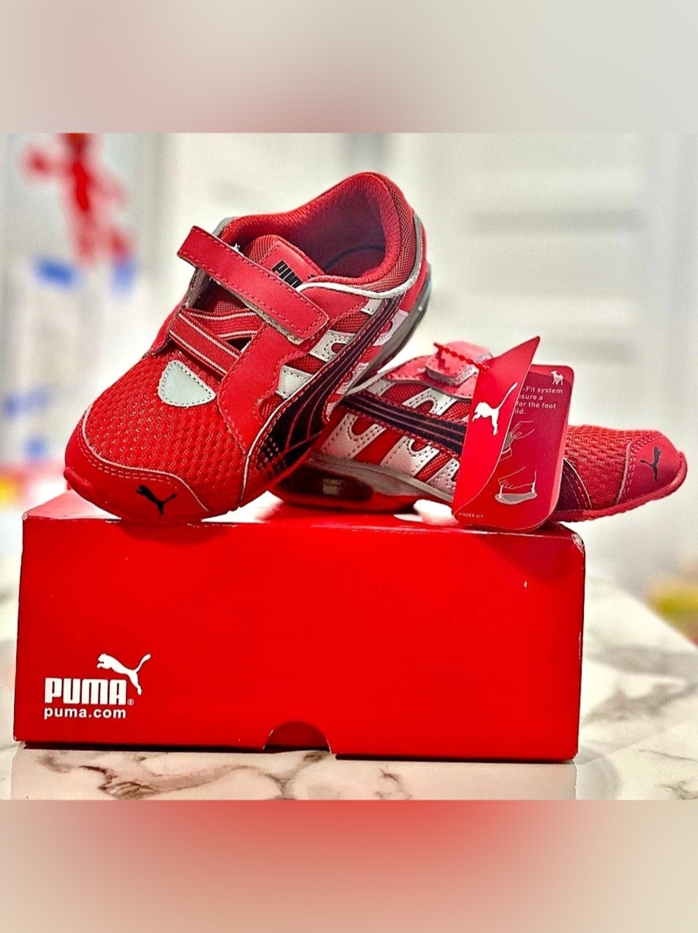 Puma Velcro 3 RS-kids V3 US 10 Red & Gray NWT